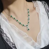 Luxury Green Stone Necklace Earring Bracelet Ring Set (5 pcs)